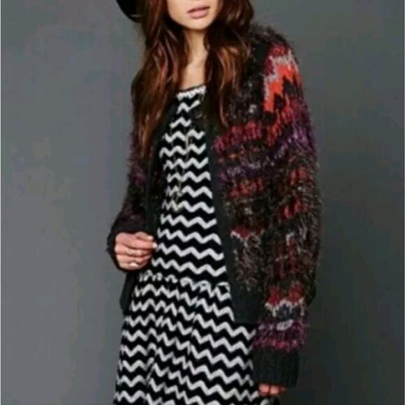 Free People Pattern Parti Cardi Small Cardigan Sweater - Picture 1 of 7
